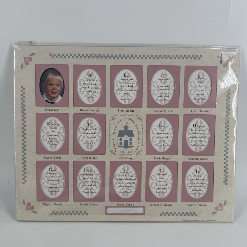 Country Cottage Core Granny Heart Pink Girl School Years 11x14 Photo Mat 1997